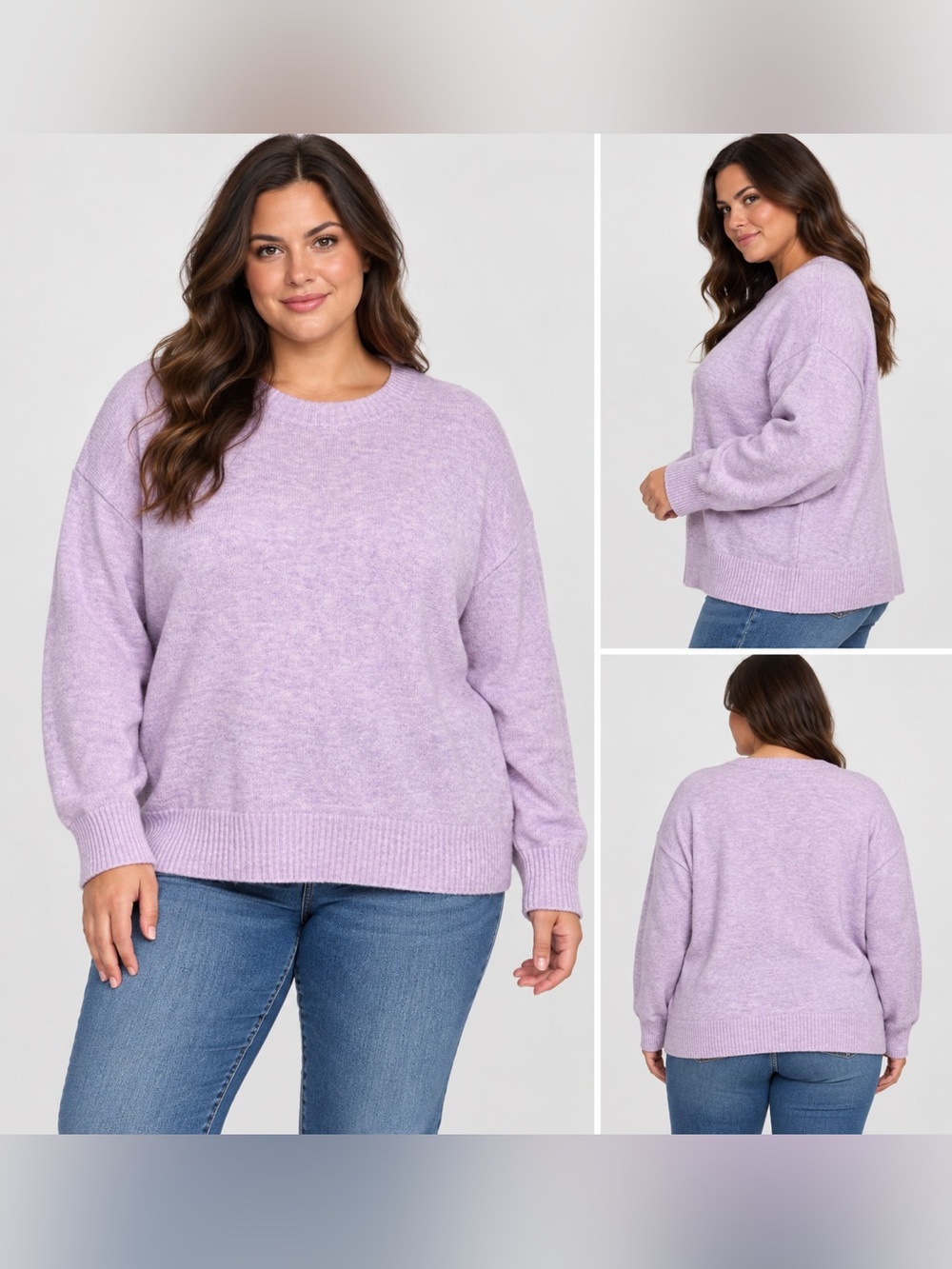 Ava & Viv 2X Lavender Purple Crewneck Sweater Plus Size